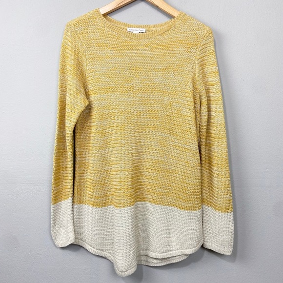 Coldwater Creek Sweaters - Coldwater Creek Yellow Knit Tunic Sweater Size M Cozy Fisherman Fall Layering